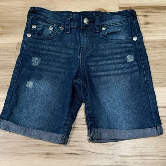 True Religion Blue Jean Denim Adjustable Shorts Girls 7 - Picture 1 of 5